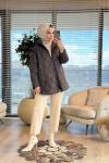 35424 Kapşonlu Şişme Mont Kahve