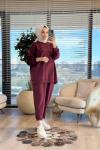 35797 Taş Ve Yüksek Baskılı Takım Bordo