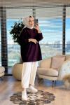 36083 Taş Mixli SweatShirt Bordo