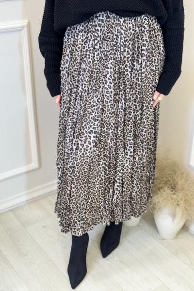 38099 Leopar Desen Kraşlı Etek Leopar