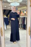 3947 Nervürlü Kristal elbise Siyah