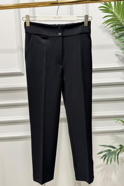 3955 Bel Arkası Lastikli Kalem Pantolon Siyah