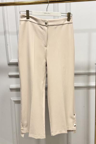 3956 Paçası Metal Düğmeli Pantolon Bej