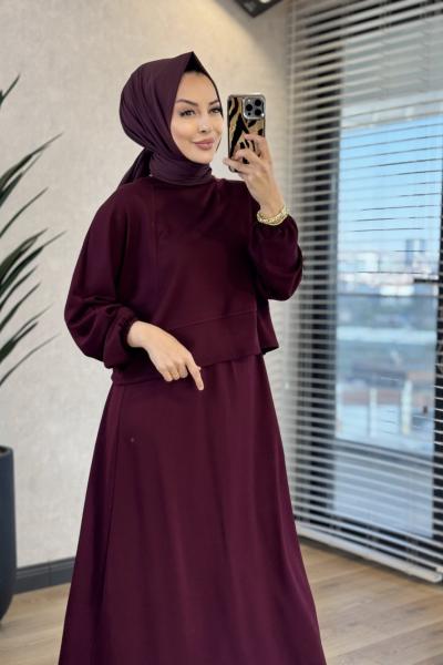 3982 Osyho Etek Bluz Takım Bordo