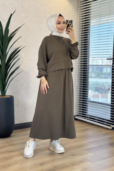 3982 Osyho Etek Bluz Takım Haki