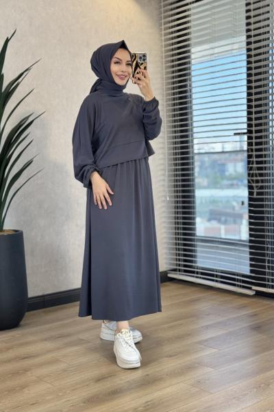 3982 Osyho Etek Bluz Takım Antrasit