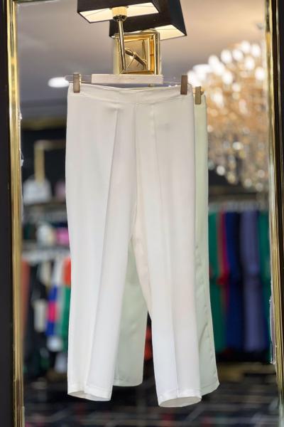 4044 Krep Kalem Pantolon Ekru