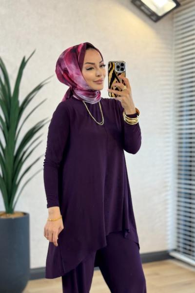 4197 Tokyo Şalvar Takım Mürdüm