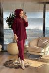 44219 Simli Triko Tunik Bordo
