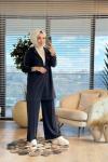 4598 Ön Kol Serpme Taş Baskılı Fermuarlı Takım Siyah