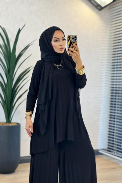 5005 Sandy Piliseli Pantolon Takım Siyah