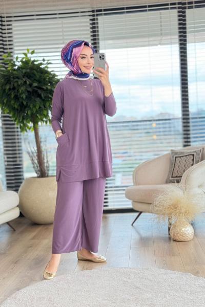 5015 Yanları Cepli Sandy Takım Gül