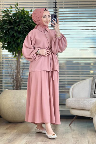 6232 Bel Bağcıklı Etekli Takım Gül