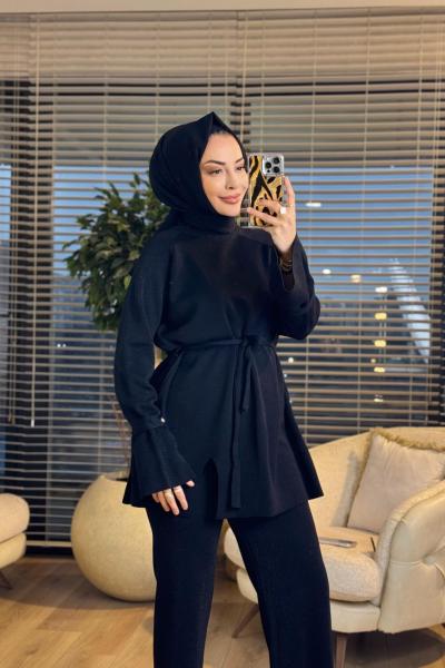 6691 Simli İspanyol Kol Takım Siyah