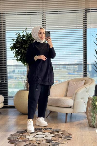 7187 Aden Trikolu İki İplik Takım Siyah