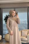 7187 Nokta Örgü İki İplik Elbise Bej