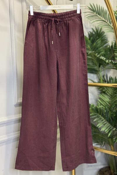 7265 Keten Bol Paça Pantolon Bordo