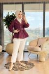 7306 Yandan Fermuarlı Beli Lastikli Ceket Bordo