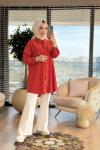 7314 Tencel Cebi Nakışlı Gömlek Kiremit