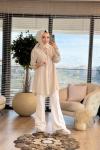 7314 Tencel Cebi Nakışlı Gömlek Taş