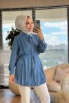7322 Tencel Ön Pileli Gömlek Açık Mavi