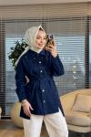 7456 Kot Ön Sıra Taş Baskılı Ceket Lacivert