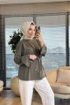 7465 Oysho Kolları Bağcıklı Tunik Haki