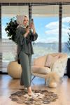 7468 Beli Büzgülü Tunik Pantolon Takım Haki