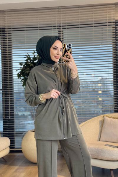 7481 Oysho Beli Bağcıklı Ferm. Takım Haki