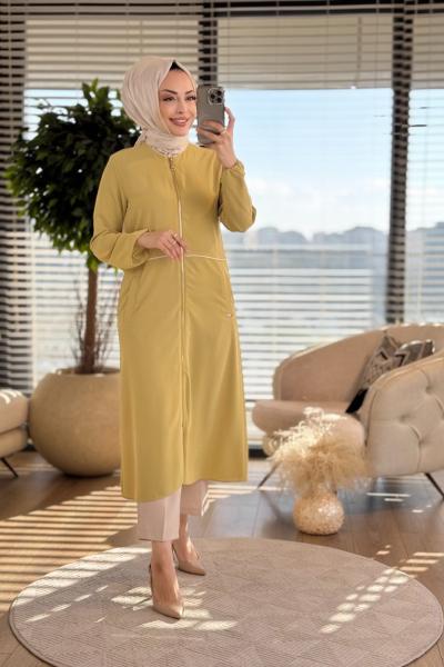 7636 Omuz Yaka Ve Ön Biyeli Kap Yağ Yeşili