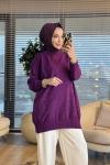 7880 Üstü Serpme Taşlı Triko Tunik Mor