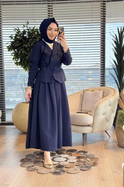 823 Ön İki Metal Düğmeli Takım Lacivert