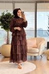 827 Beyza Elbise Kahve
