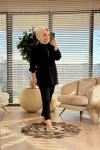 8567 Yaka Ve Patı Fırfırlı Takım Siyah