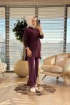 8581 Omuz Ve Kolu Taş Detaylı Takım Bordo