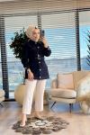 9263 Kot Önü Dört Cepli Kemerli Kap Lacivert