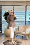 9266 Süet Önü Zımba Ve Pileli Kap Vizon