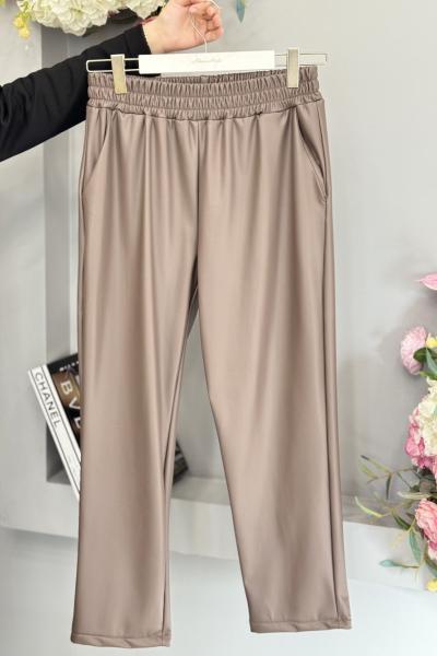 Hwn6263 Deri Havuç Pantolon Vizon