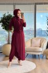 HWN6274 Beyza Şalvarlı Takım Bordo
