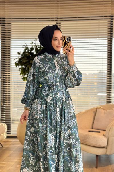 MRW1775 Marakeş Elbise Zümrüt