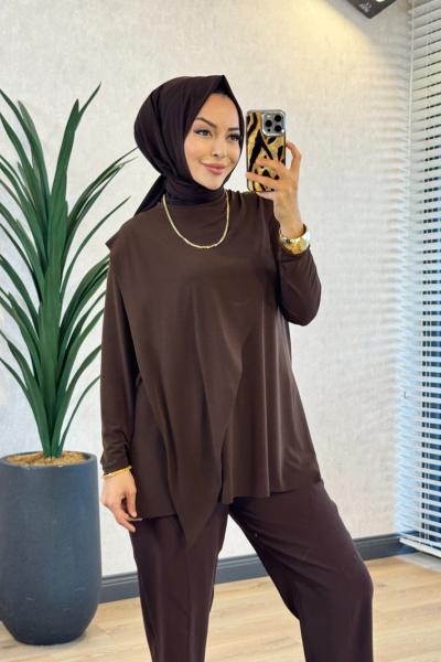 MRW1847 Pop Doha Tunik Kahve