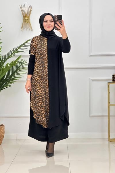 LEOPAR TUNİK-SİYAH