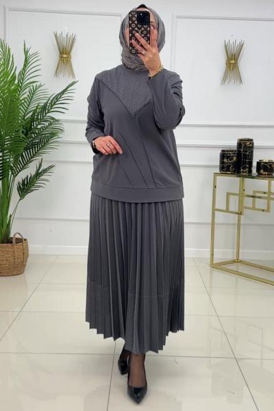 LİDYA ETEKLİ TAKIM - ANTRASİT