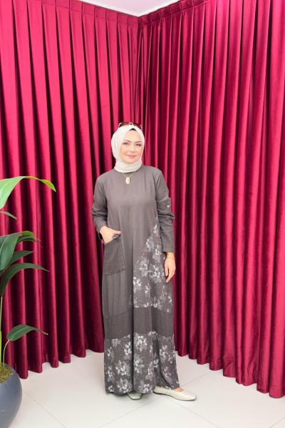 TREND KETEN ELBİSE-KAHVERENGİ