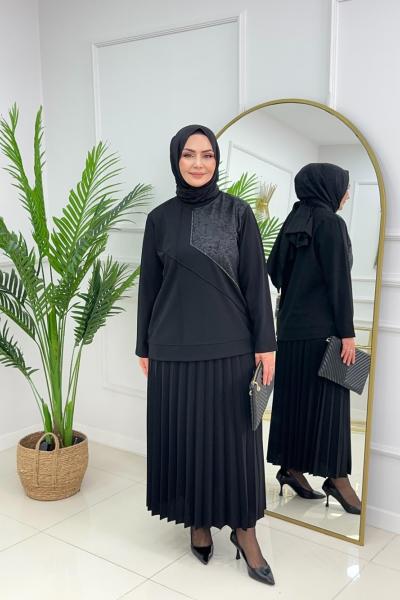 TUĞÇE ETEKLİ TAKIM - SİYAH