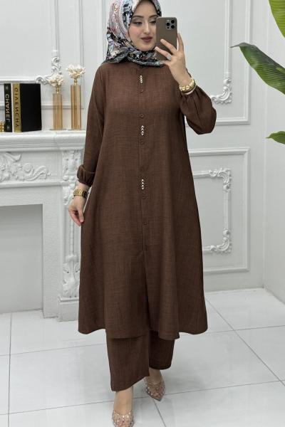 Buse  Tunik Takım Kahverengi